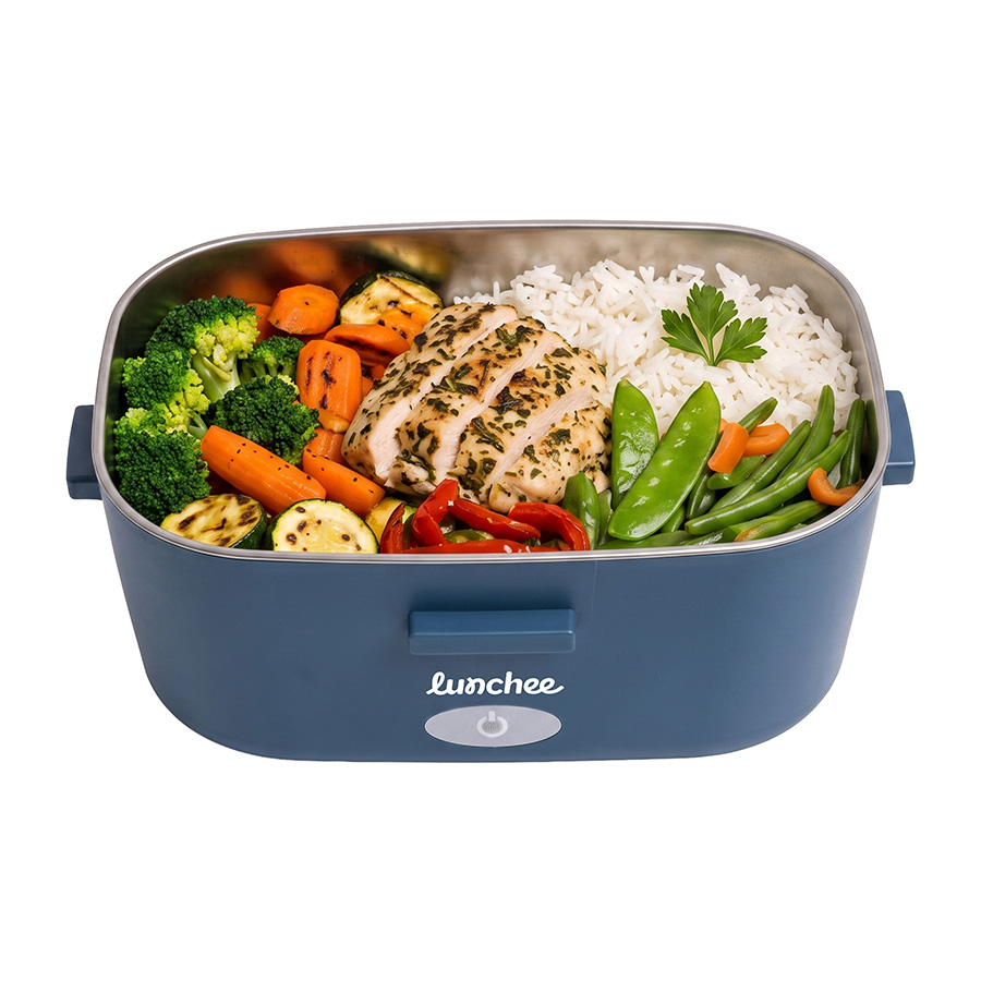 Open lunch box with a hot meal